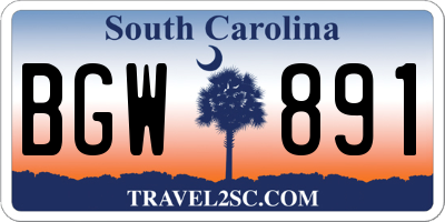 SC license plate BGW891