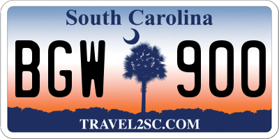 SC license plate BGW900