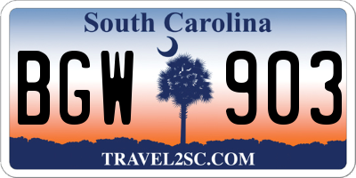 SC license plate BGW903