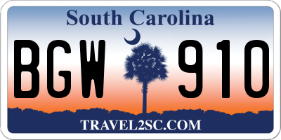SC license plate BGW910