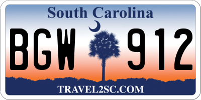 SC license plate BGW912