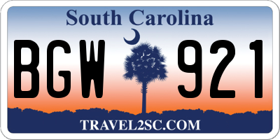 SC license plate BGW921