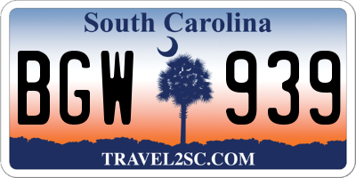 SC license plate BGW939