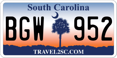 SC license plate BGW952