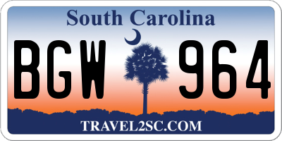 SC license plate BGW964