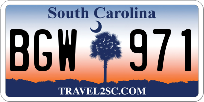 SC license plate BGW971