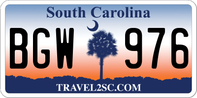 SC license plate BGW976