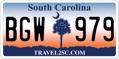 SC license plate BGW979