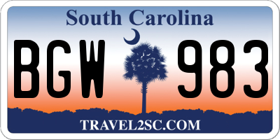 SC license plate BGW983
