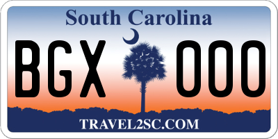 SC license plate BGX000