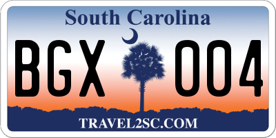SC license plate BGX004