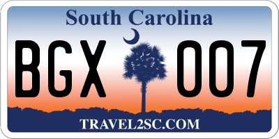 SC license plate BGX007