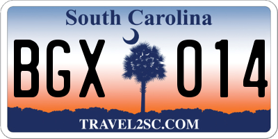 SC license plate BGX014