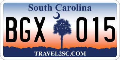 SC license plate BGX015