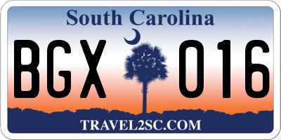 SC license plate BGX016