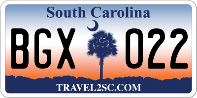 SC license plate BGX022