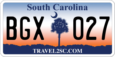 SC license plate BGX027