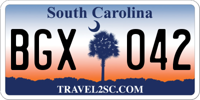 SC license plate BGX042