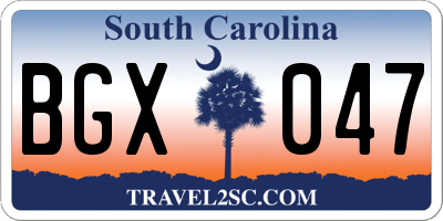 SC license plate BGX047
