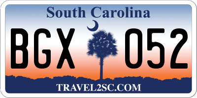 SC license plate BGX052