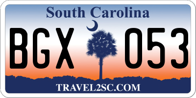 SC license plate BGX053