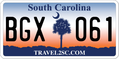 SC license plate BGX061
