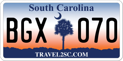 SC license plate BGX070