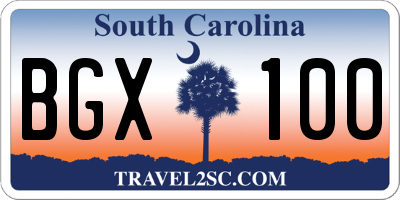 SC license plate BGX100