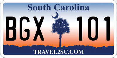 SC license plate BGX101