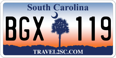 SC license plate BGX119