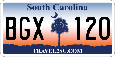 SC license plate BGX120