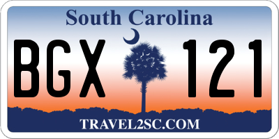 SC license plate BGX121