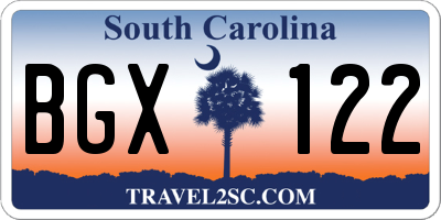 SC license plate BGX122
