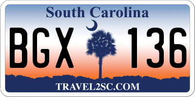 SC license plate BGX136