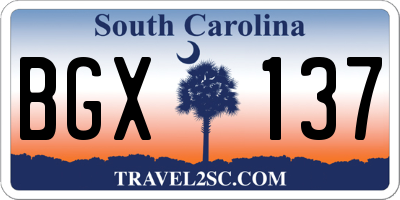SC license plate BGX137