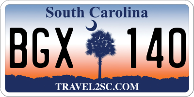 SC license plate BGX140
