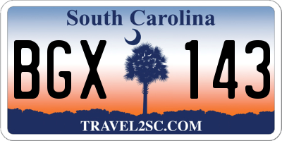 SC license plate BGX143