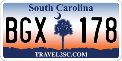 SC license plate BGX178