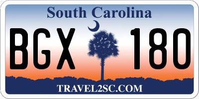 SC license plate BGX180