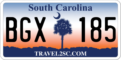 SC license plate BGX185