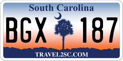 SC license plate BGX187