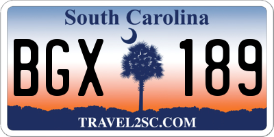 SC license plate BGX189