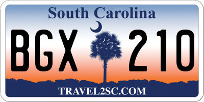 SC license plate BGX210