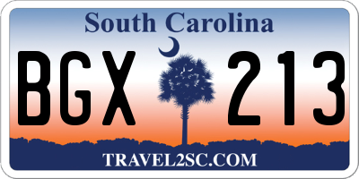SC license plate BGX213