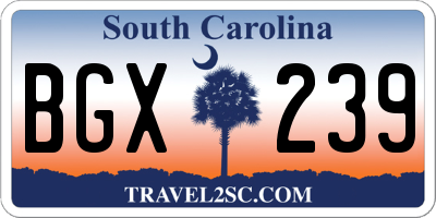 SC license plate BGX239