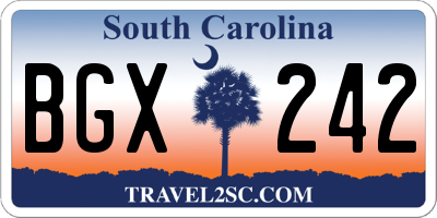 SC license plate BGX242