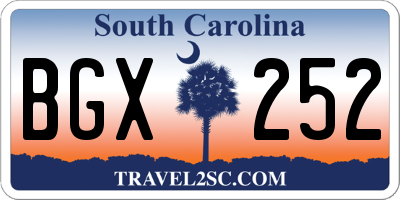 SC license plate BGX252