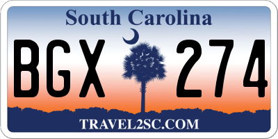 SC license plate BGX274