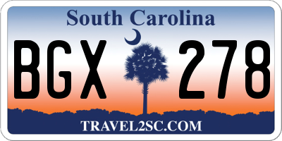 SC license plate BGX278