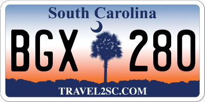 SC license plate BGX280
